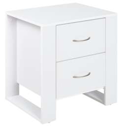 Rackhams Tocoma White Wood 2 Drawer Bedside Table With Silver Metal Handles - thumbnail 2