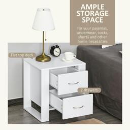 Rackhams Tocoma White Wood 2 Drawer Bedside Table With Silver Metal Handles - thumbnail 4