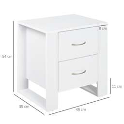 Rackhams Tocoma White Wood 2 Drawer Bedside Table With Silver Metal Handles - thumbnail 3