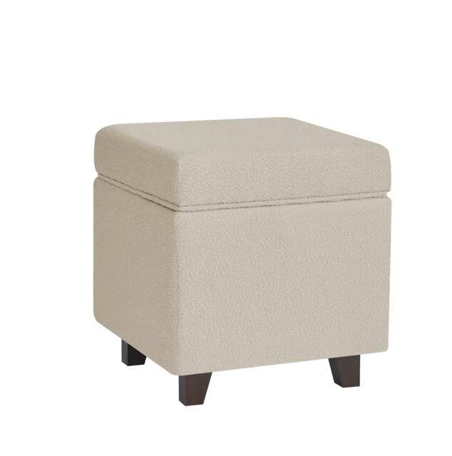 Rackhams Boucle Fabric Square Ottoman Footstool with Storage - Beige - Beige - image 1