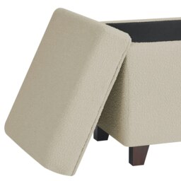 Rackhams Boucle Fabric Square Ottoman Footstool with Storage - Beige - Beige - thumbnail 4