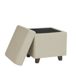 Rackhams Boucle Fabric Square Ottoman Footstool with Storage - Beige - Beige - thumbnail 2