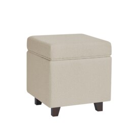 Rackhams Boucle Fabric Square Ottoman Footstool with Storage - Beige - Beige - thumbnail 1