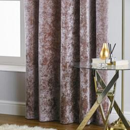 Rackhams Verona Crushed Velvet Eyelet Curtains - Blush - 66in x 90in - Blush - 100% Polyester - thumbnail 3