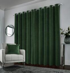 "Rackhams Green 100% Blackout Luxury Supersoft Velvet Thermal Eyelet Curtains for Living Room & Bedrooms - 46"" (117cm) Width x 54"" (137cm) Drop" - thumbnail 5