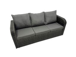 Rackhams Rattan Garden Outdoor Furniture Set 3 Seater Sofa Square Coffee Table Set with 2 Side Tables 3 Stools Dark Grey Mixed - thumbnail 3