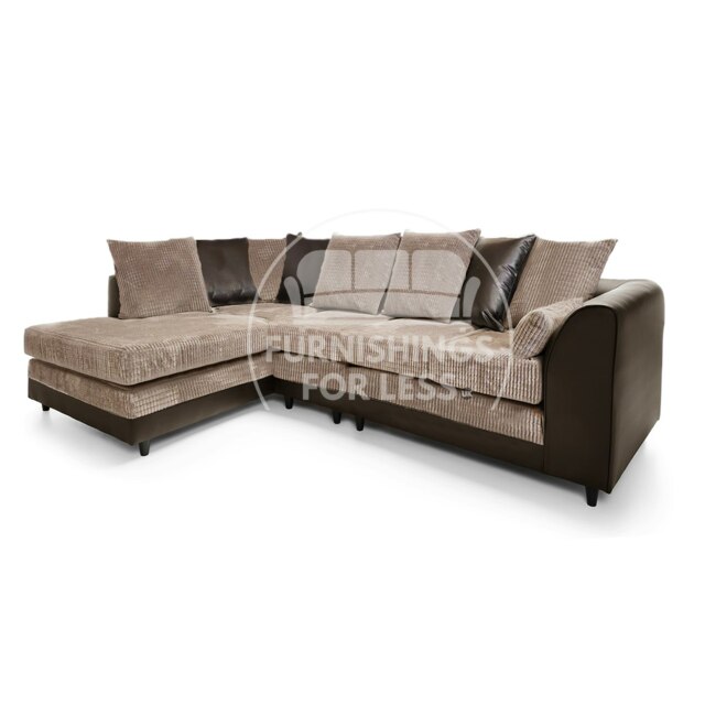 Rackhams Luca Mixed Fabric 5 Seater Corner Sofa - Scatter Back - Brown and Beige - Left Hand Facing - image 1