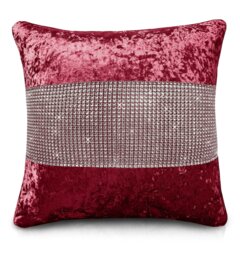 Rackhams Luxury Crushed Velvet Diamonte Detail Cushion - 43cm x 43cm - Charcoal - thumbnail 3