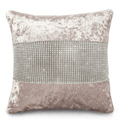 Rackhams Luxury Crushed Velvet Diamonte Detail Cushion - 43cm x 43cm - Charcoal - thumbnail 4