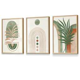 Rackhams Sage Green Botanical Arches Set of 3 Framed Wall Art - 59x84cm (A1) - Black - thumbnail 3