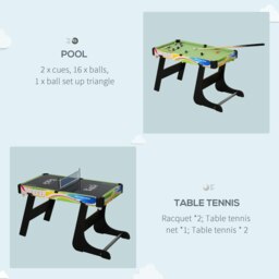 Rackhams 4-in-1 Games Table w/ Hockey Football Table Tennis & Pool Arcade Gaming - Multi-color - MDF, Steel, ABS - 86.5cmx43.5cmx64cm - thumbnail 4