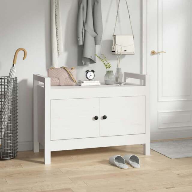 Rackhams Hall Bench White 80x40x60 cm Solid Wood Pine