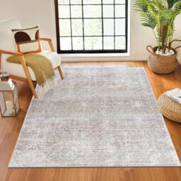 Rackhams Our Pnw Home Rainier-Washable Brown Beige Traditional Vintage Boho Rug - 160 x 220 cm