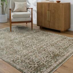 Rackhams Galey Alix Myrtle Avenue-Vintage Brown Green Grey Traditional Boho Fringe Rug - 160 x 230 cm - thumbnail 1