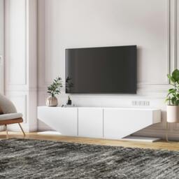 "Rackhams Incia Modern Tv Stand TV Unit TV Cabinet for TV's up to 78"" - White Ephesus" - thumbnail 3