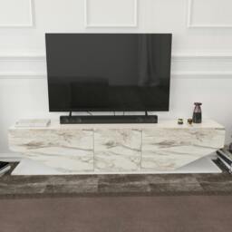 "Rackhams Incia Modern Tv Stand TV Unit TV Cabinet for TV's up to 78"" - White Ephesus" - thumbnail 1