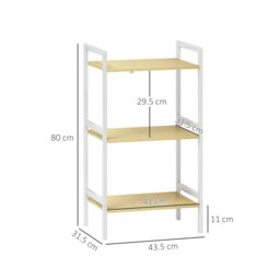 Rackhams 3-Tier Bamboo Bathroom Storage Shelf with Adjustable Rack, White - thumbnail 6