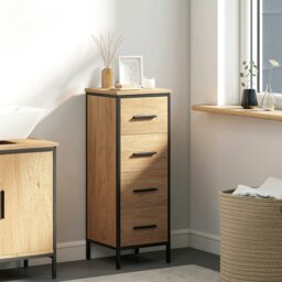 Rackhams Narrow Bathroom Storage Cabinet with 4 Drawers for Small Spaces, Oak - Oak