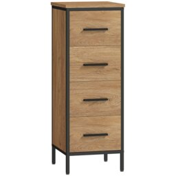 Rackhams Narrow Bathroom Storage Cabinet with 4 Drawers for Small Spaces, Oak - Oak - thumbnail 2