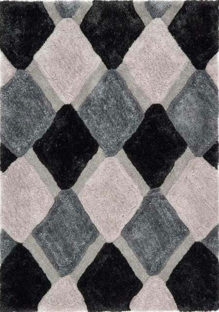 Rackhams 3D Grey Geometric Shaggy Rug - 160X230 cm - image 1