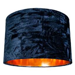 "Rackhams Modern Midnight Blue Crushed Velvet 12"" Table/Pendant Shade with Copper Inner"