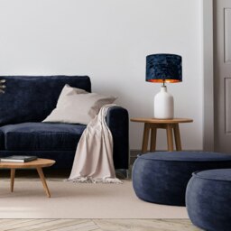 "Rackhams Modern Midnight Blue Crushed Velvet 12"" Table/Pendant Shade with Copper Inner" - thumbnail 2