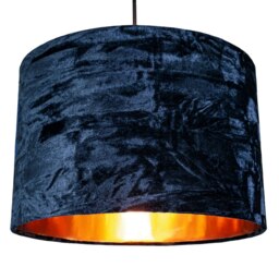 "Rackhams Modern Midnight Blue Crushed Velvet 12"" Table/Pendant Shade with Copper Inner" - thumbnail 5