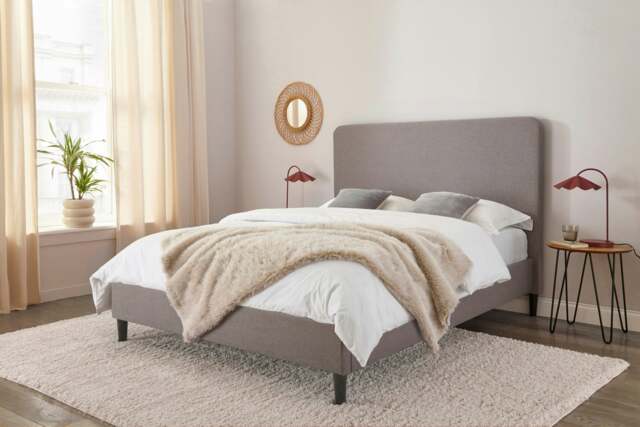 Rackhams Novara Grey Upholstered Panel Bed Frame - Double - image 1