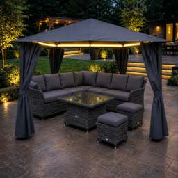 Rackhams Highfield Replacement Gazebo Curtain Set - Grey - 4m x 3m - thumbnail 2