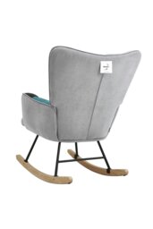 Rackhams Blue Grey Black Check Tufted Linen Patchwork Rocking Chair - Multi - thumbnail 5