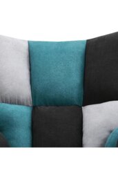 Rackhams Blue Grey Black Check Tufted Linen Patchwork Rocking Chair - Multi - thumbnail 6