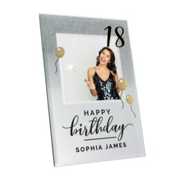 Rackhams Personalised Birthday 4x4 Glitter Glass Photo Frame - thumbnail 2