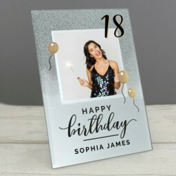 Rackhams Personalised Birthday 4x4 Glitter Glass Photo Frame - thumbnail 1