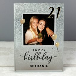 Rackhams Personalised Birthday 4x4 Glitter Glass Photo Frame - thumbnail 4