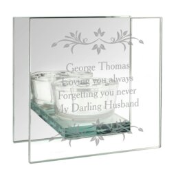 Rackhams Personalised Sentiments Mirrored Glass Tea Light Candle Holder