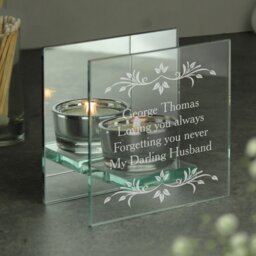 Rackhams Personalised Sentiments Mirrored Glass Tea Light Candle Holder - thumbnail 2