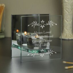 Rackhams Personalised Sentiments Mirrored Glass Tea Light Candle Holder - thumbnail 4