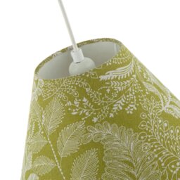 Rackhams Olive Green Jacquard Linen Floral Coolie Lamp Shade with White Tassels - thumbnail 4