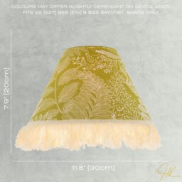 Rackhams Olive Green Jacquard Linen Floral Coolie Lamp Shade with White Tassels - thumbnail 6