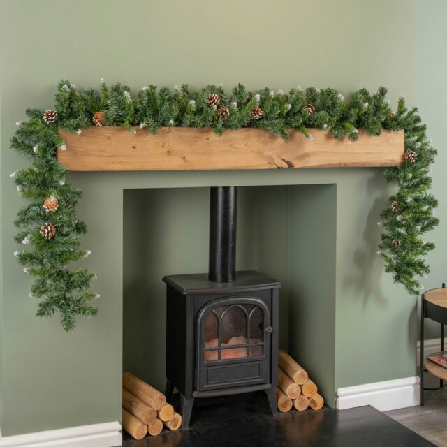 Rackhams 270cm (9ft) x 25cm Snow Tipped King Fir Christmas Garland with Pine Cones - image 1