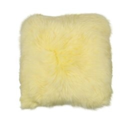 Rackhams Long-Wool Sheepskin Cushion - 35x35 cm - Lemon - thumbnail 1