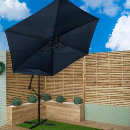 Rackhams 3m Blue Cantilever Parasol with Crank & UV Protection Garden Umbrella - thumbnail 4