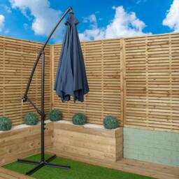 Rackhams 3m Blue Cantilever Parasol with Crank & UV Protection Garden Umbrella - thumbnail 6