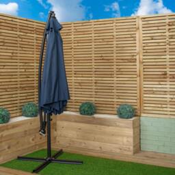 Rackhams 3m Blue Cantilever Parasol with Crank & UV Protection Garden Umbrella - thumbnail 3