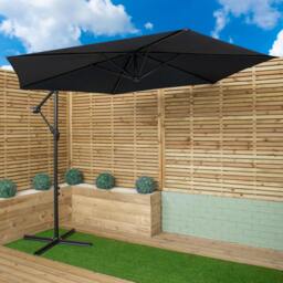 Rackhams 3m Blue Cantilever Parasol with Crank & UV Protection Garden Umbrella - thumbnail 1