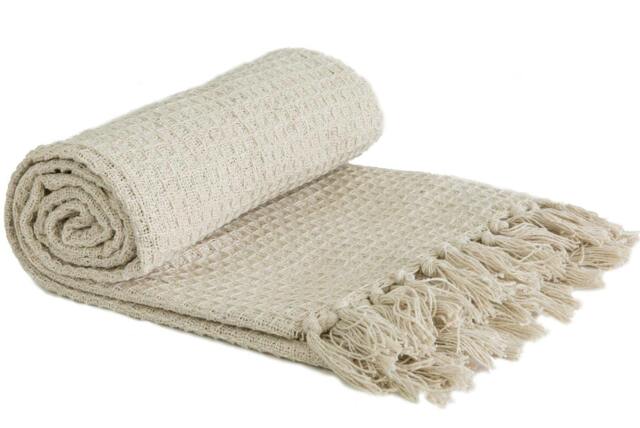 Rackhams Honeycomb Throw Cotton - Ivory - 228x254cm - image 1