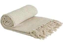 Rackhams Honeycomb Throw Cotton - Ivory - 228x254cm - thumbnail 1
