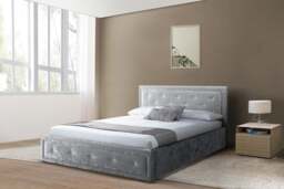 Rackhams Colorado Fabric Diamante Ottoman Bed Frame - Stylish Storage Solution for Your Bedroom - Silver - 3ft - thumbnail 1