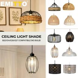 Rackhams Ceiling Light Shade Easy Fit Pendant Lampshade Woven Metal Glass E27 B22 - 2PCS Woven Cage - thumbnail 2