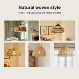 Rackhams Ceiling Light Shade Easy Fit Pendant Lampshade Woven Metal Glass E27 B22 - 2PCS Woven Cage - thumbnail 6